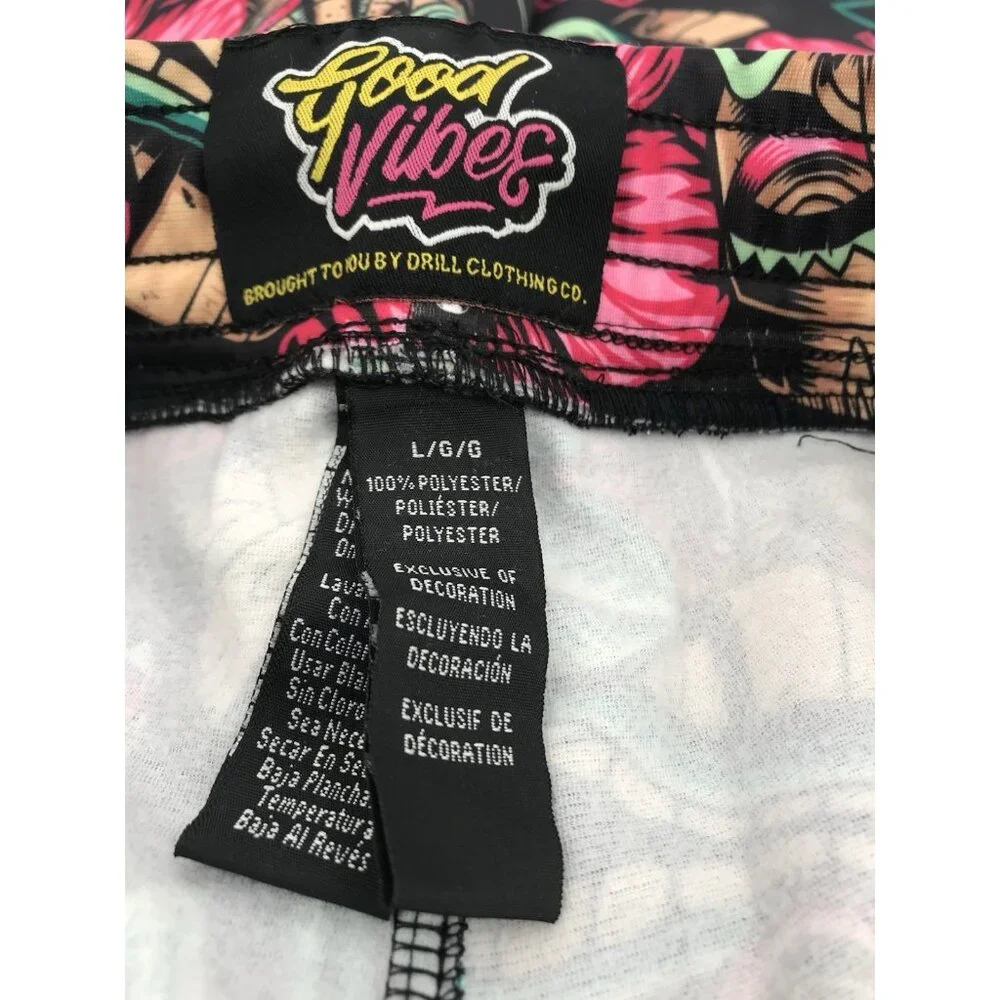 Good Vibes By Drill Clothing Company Shorts Mens Size Large Tiki Floral Hawaiian